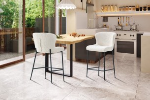 Chaise de comptoir 'Lisa' Bouclé Ecru