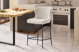 Chaise de comptoir 'Lisa' Bouclé Beige