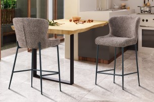 Chaise de comptoir 'Lisa' Bouclé Sable