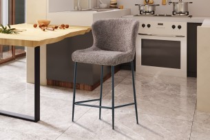 Chaise de comptoir 'Lisa' Bouclé Sable