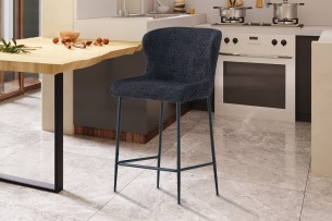 Chaise de comptoir 'Lisa' Bouclé Gris foncé