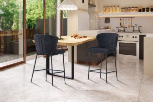 Chaise de comptoir 'Lisa' Bouclé Gris foncé