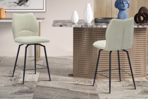 Chaise de comptoir 'Lara' Tissu Ote Sea 140 Pivotant Ecru