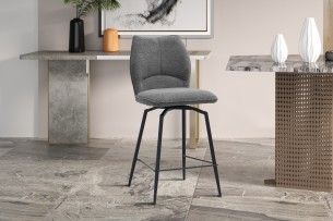 Chaise de comptoir 'Lara' Tissu Ote Sea 456 Pivotant Gris