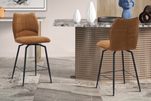 Chaise de comptoir 'Lara' Tissu Ote Sea 500 Pivotant Rouille
