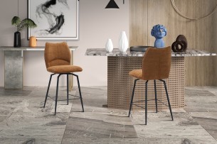 Chaise de comptoir 'Lara' Tissu Ote Sea 500 Pivotant Rouille