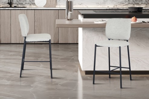 Chaise de comptoir 'Sophia' Tissu Beige