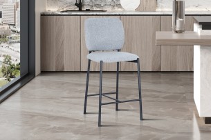 Chaise de comptoir 'Sophia' Tissu Gris clair