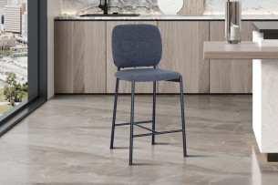 Chaise de comptoir 'Sophia' Tissu Gris foncé