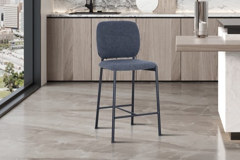 Chaise de comptoir 'Sophia' Tissu Gris foncé