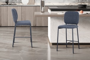 Chaise de comptoir 'Sophia' Tissu Gris foncé