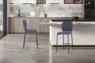 Chaise de comptoir 'Sophia' Tissu Gris foncé