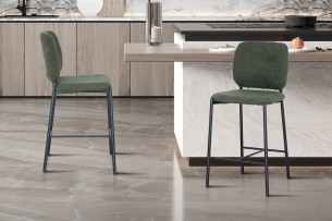 Chaise de comptoir 'Sophia' Tissu Vert