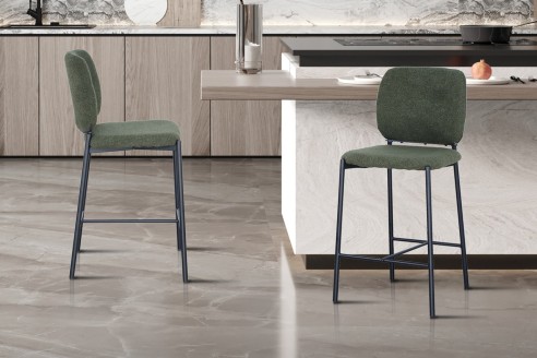 Chaise de comptoir 'Sophia' Tissu Vert
