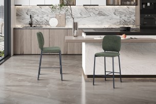 Chaise de comptoir 'Sophia' Tissu Vert