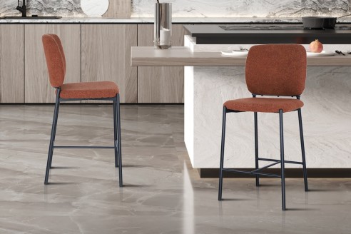 Chaise de comptoir 'Sophia' Tissu Rouille