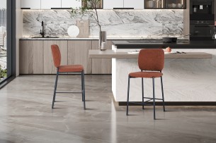 Chaise de comptoir 'Sophia' Tissu Rouille