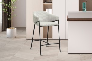 Chaise de comptoir 'Hugo' Corduroy Gris clair