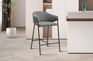 Chaise de comptoir 'Hugo' Corduroy Gris foncé