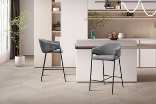 Chaise de comptoir 'Hugo' Corduroy Gris foncé