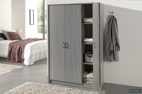 Armoire 'Ray' 3 portes Chêne gris