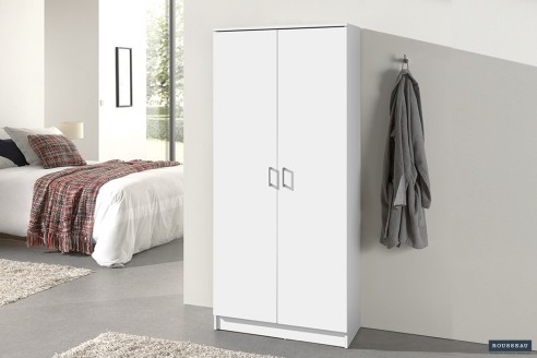 Armoire de rangement 'Ray' 2 portes et 4 étagères Blanc