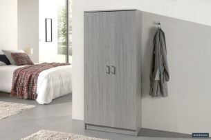 Armoire de rangement 'Ray' 2 portes et 4 étagères Chêne gris