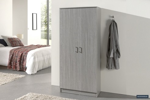 Armoire de rangement 'Ray' 2 portes et 4 étagères Chêne gris