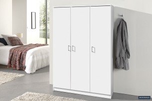 Armoire de rangement 'Ray' 3 portes et 4 étagères Blanc