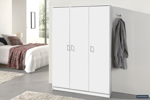 Armoire de rangement 'Ray' 3 portes et 4 étagères Blanc