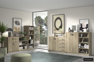 Commode 'Space' 2 portes 2 tiroirs Sonoma