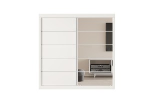 Armoire 'Mike' 2 Porte Coulissante, 1 Porte Miroir Blanc