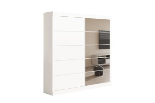 Armoire 'Mike' 2 Porte Coulissante, 1 Porte Miroir Blanc