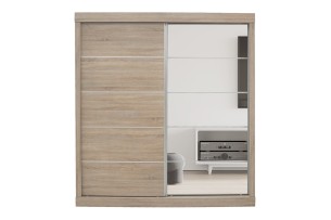 Armoire 'Mike' 2 Porte Coulissante, 1 Porte Miroir Sonoma