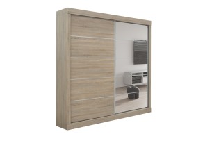 Armoire 'Mike' 2 Porte Coulissante, 1 Porte Miroir Sonoma