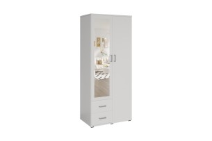 Armoire 'Marc' 2 portes avec miroir Blanc