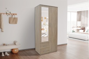 Armoire 'Marc' 2 portes avec miroir Sonoma