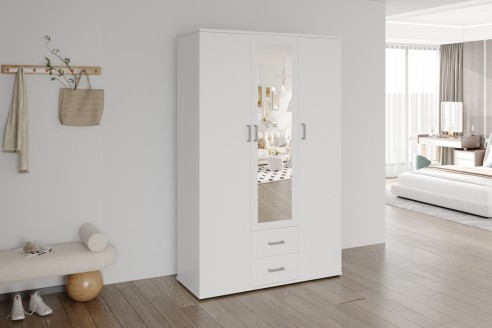 Armoire 'Marc' 3 portes avec miroir Blanc