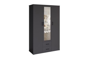 Armoire 'Marc' 3 portes avec miroir Gris foncé