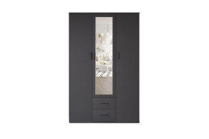 Armoire 'Marc' 3 portes avec miroir Gris foncé