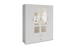 Armoire 'Marc' 4 portes avec 2 miroirs Blanc