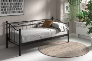 Lit 'Sablo' 90x200 avec sommier Noir