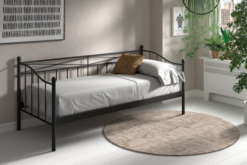 Lit 'Sablo' 90x200 avec sommier Noir