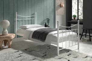 Lit 'Sacha' 90x200 avec sommier Blanc