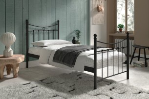 Lit 'Sacha' 90x200 avec sommier Noir