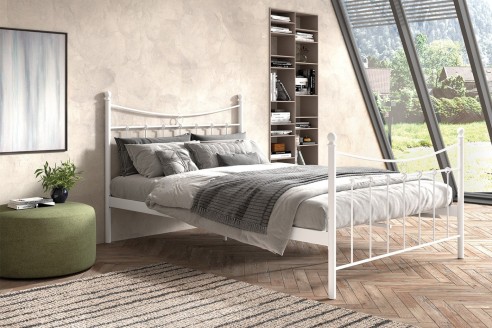 Lit 'Sacha' 140x200 avec sommier Blanc
