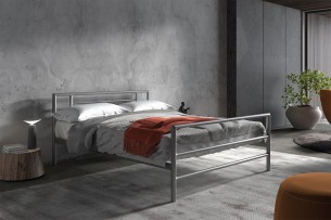 Lit 'Sandro' 140x200 avec sommier Gris