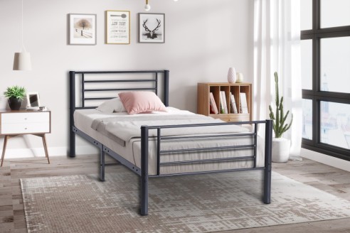 Lit 'Sammy' 90x200 Métal Gris foncé