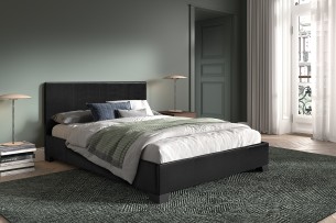 Lit 'Roma' 140x200 avec sommier PU Noir