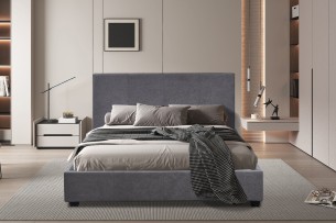 Lit 'Roma' 140x200 avec sommier Tissu Gris